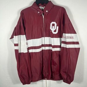 🔥🏈 Vintage OKLAHOMA SOONERS Hooded Rain Jacket 100% PVC - Men Sz L - PERFECT!!